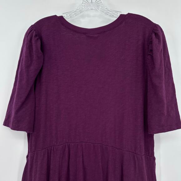 NWT Torrid Slub Mini Dress with Puff Sleeves Pockets Plum Womens Size 1 (14-16) - Picture 9 of 12